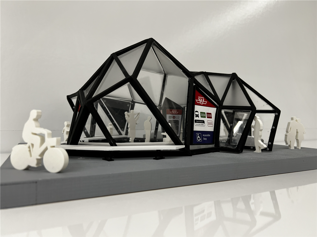 Crystal bus stop exterior view